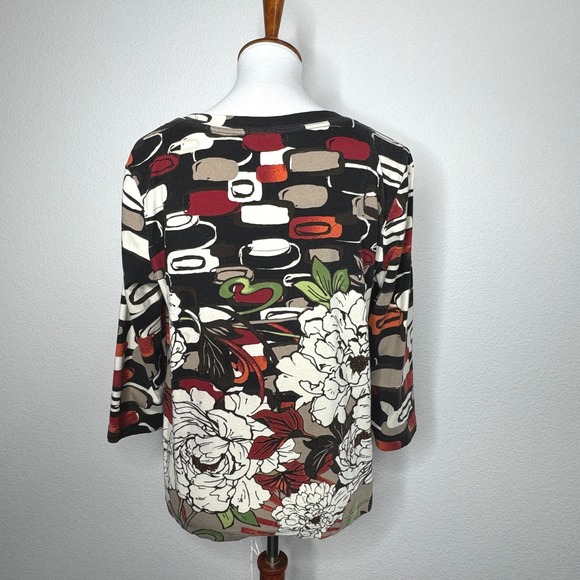 Set of 2 CHICO'S Cotton Knit Top LG (2) Tropical & Floral Prints Casual Stretch - Picture 7 of 10